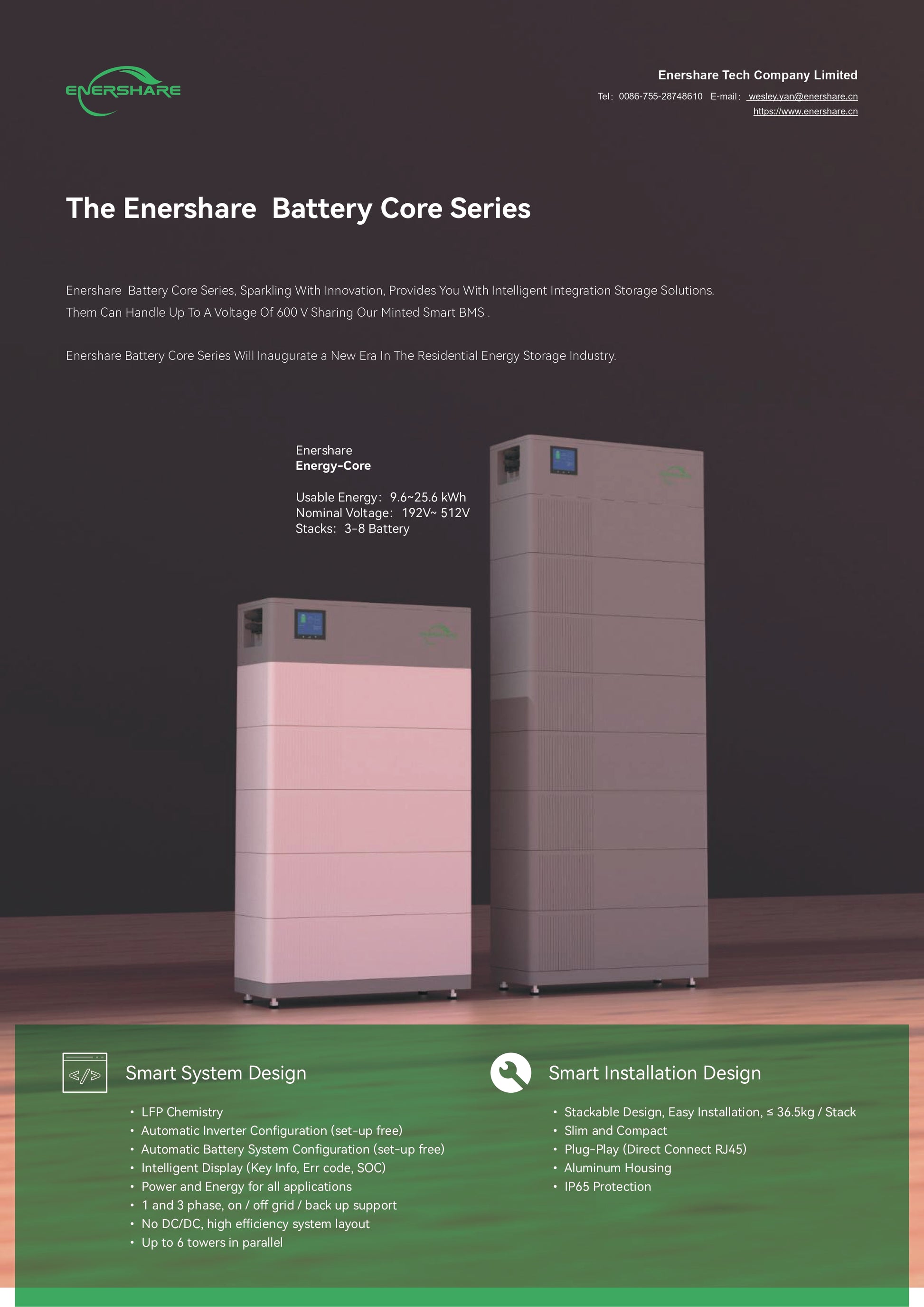 Enershare Energy-Core aukštos įtampos modulinė baterija