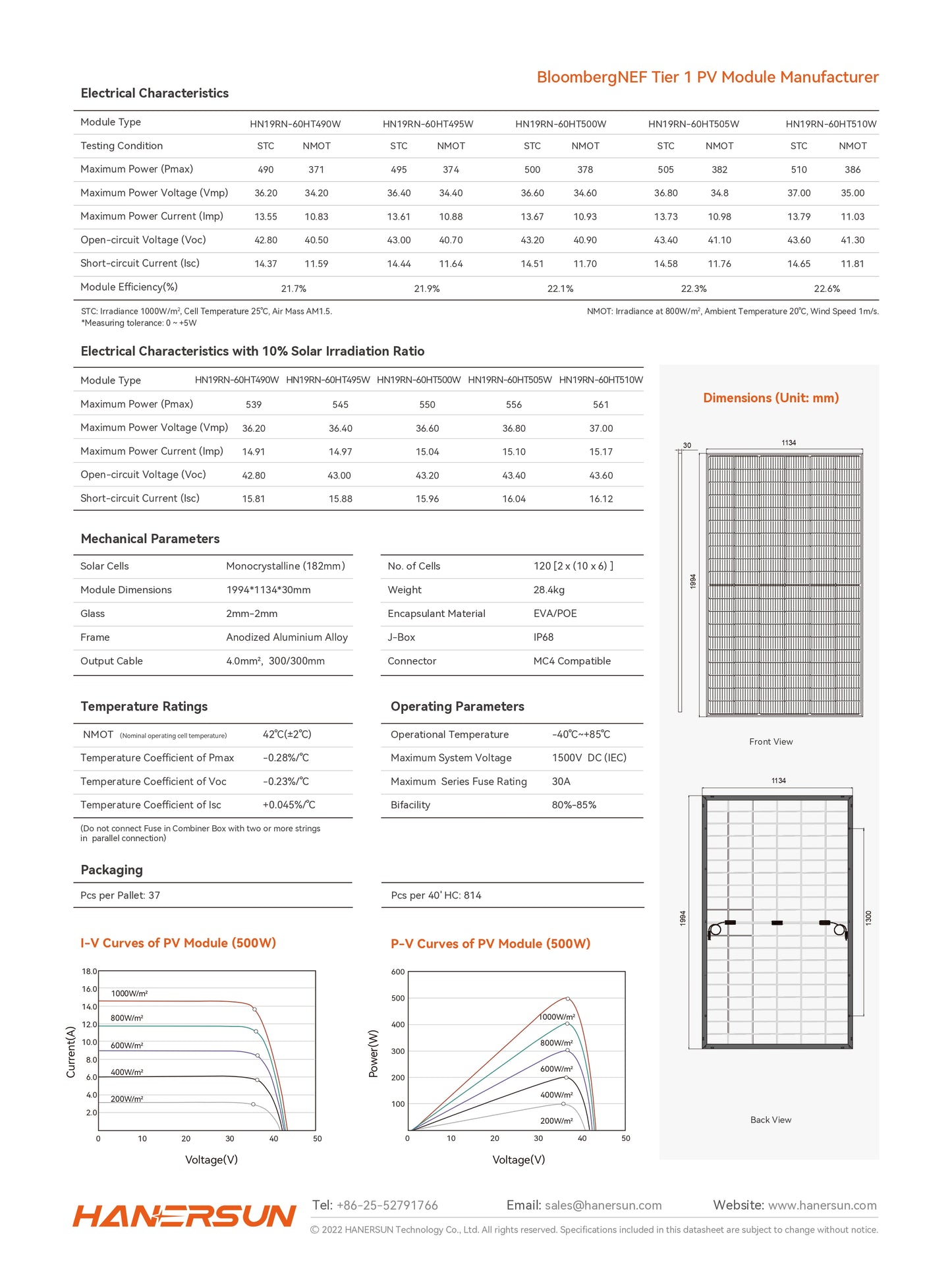 Hanersun 500w HN19RN-60HT datasheet