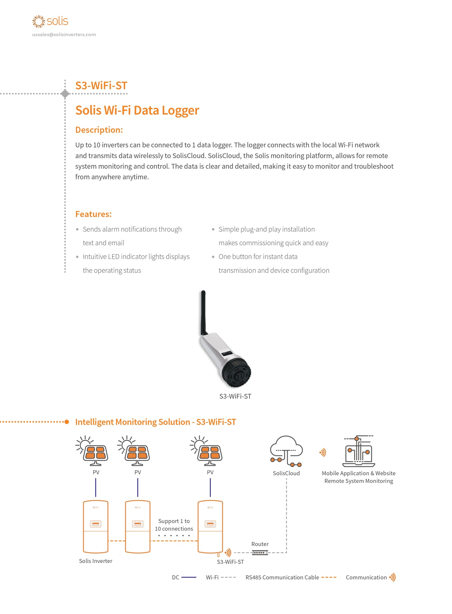 Solis WiFi Data Logger duomenų registratorius inverteriams datasheet